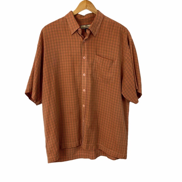 Tommy Bahama Other - Tommy Bahama orange plaid button front shirt